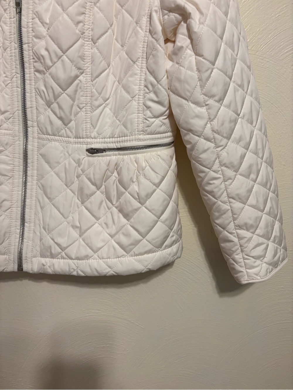 Talbots White Quilted Moto Jacket Lightweight Zip Front Women’s - Picture 8 of 9